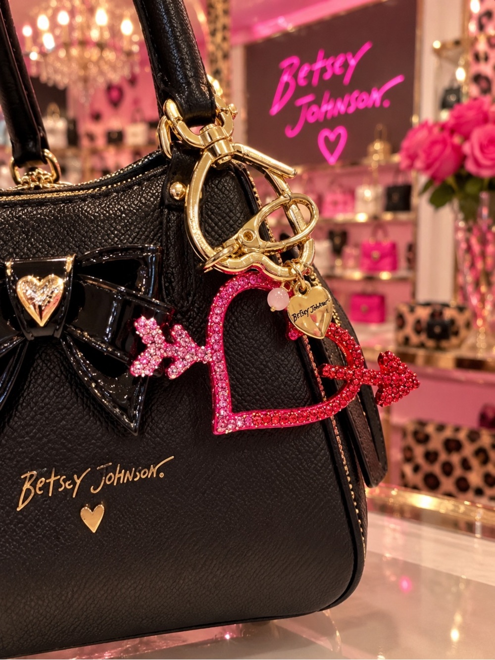 Betsey Johnson Pink and Red Heart Arrow Charm